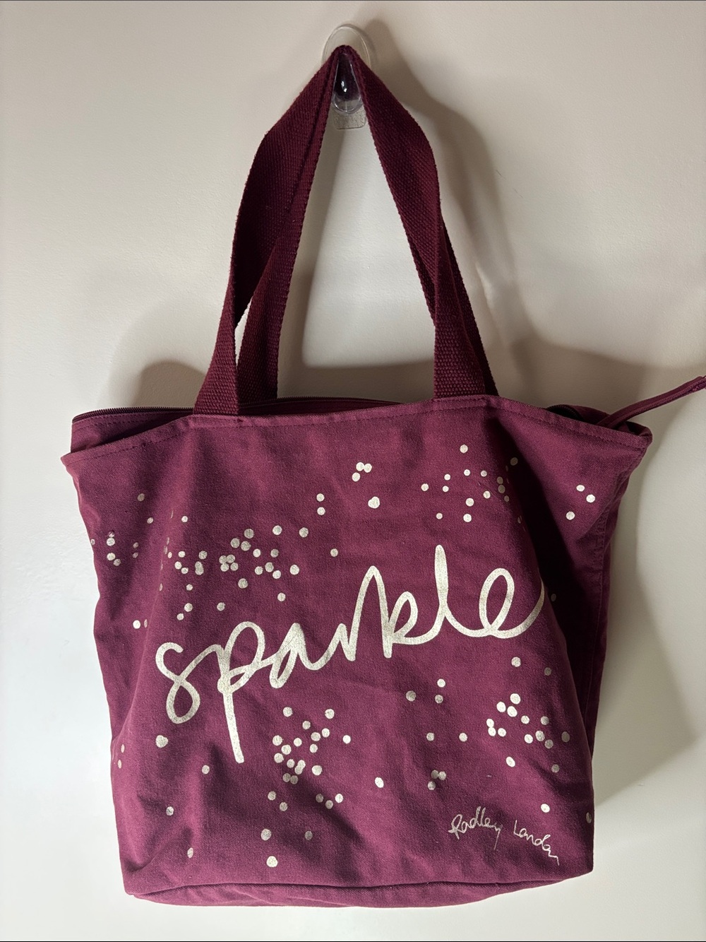 RADLEY LONDON Maroon Canvas 'Sparkle' Tote